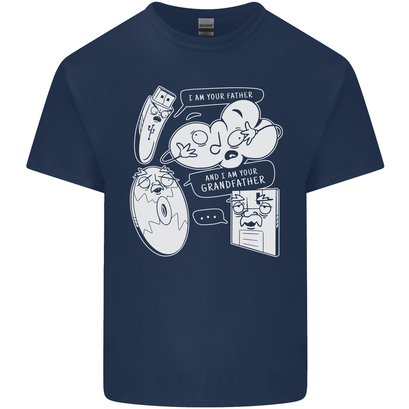 Storage Evolution HD Drive USB Stick CD Mens Cotton T-Shirt Tee Top Navy Blue