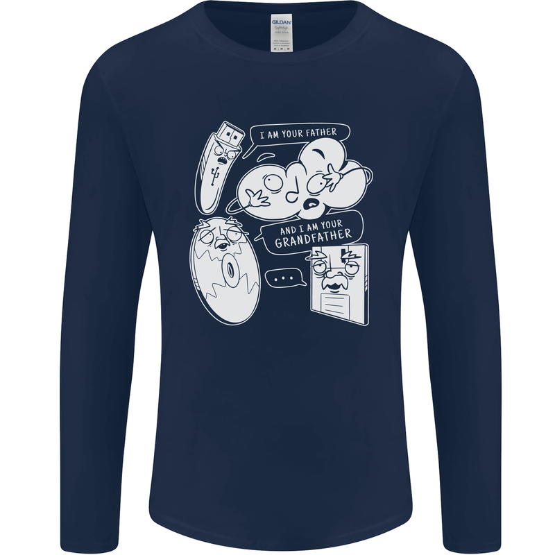 Storage Evolution HD Drive USB Stick CD Mens Long Sleeve T-Shirt Navy Blue