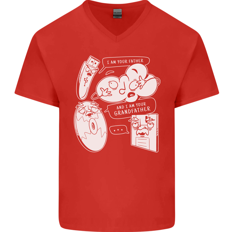 Storage Evolution HD Drive USB Stick CD Mens V-Neck Cotton T-Shirt Red