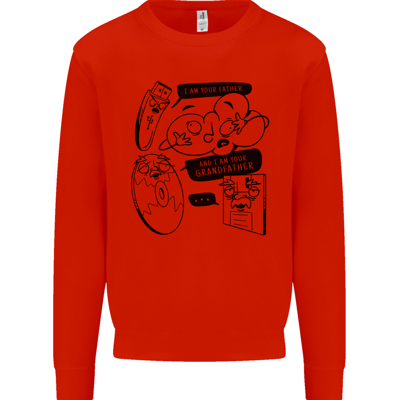Storage Evolution HD Drive USB Stick CD Retro Kids Sweatshirt Jumper Bright Red
