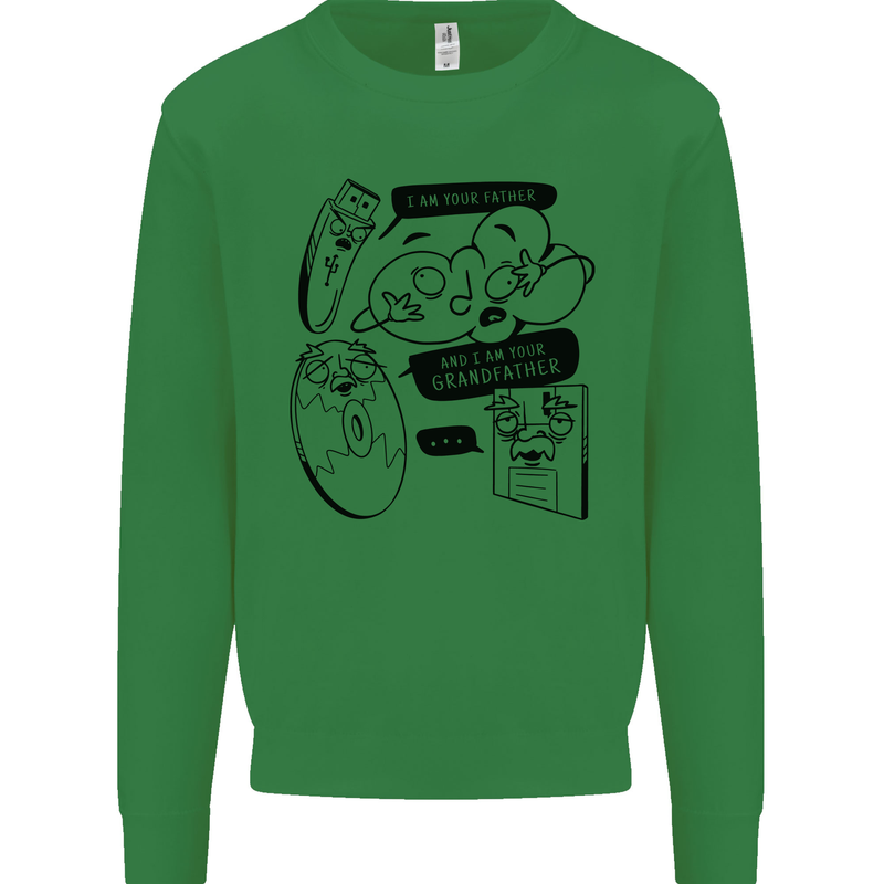 Storage Evolution HD Drive USB Stick CD Retro Kids Sweatshirt Jumper Irish Green