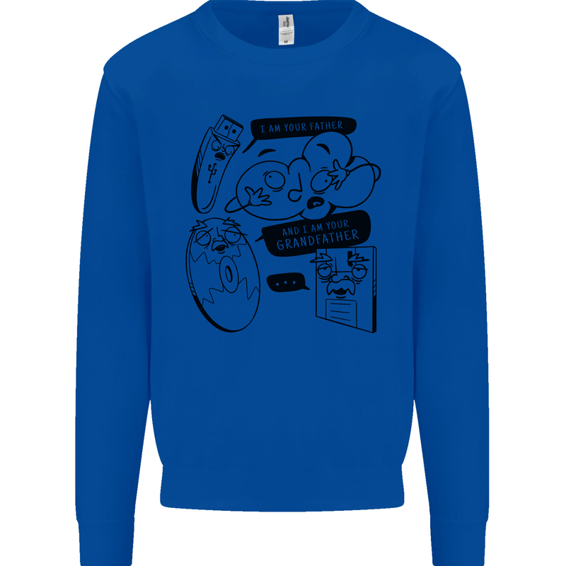 Storage Evolution HD Drive USB Stick CD Retro Kids Sweatshirt Jumper Royal Blue