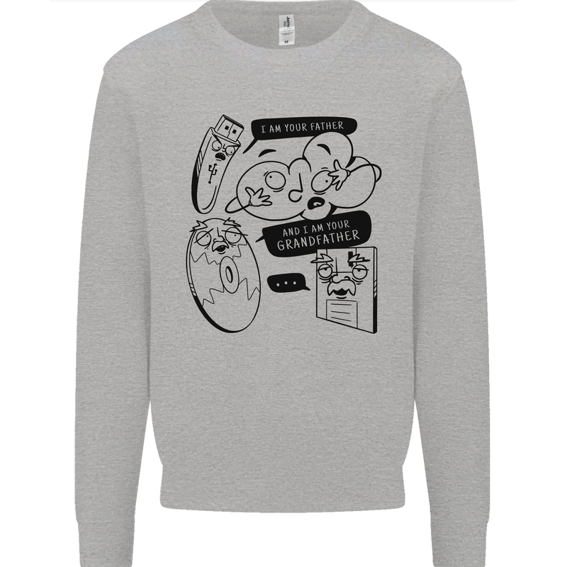 Storage Evolution HD Drive USB Stick CD Retro Kids Sweatshirt Jumper Sports Grey
