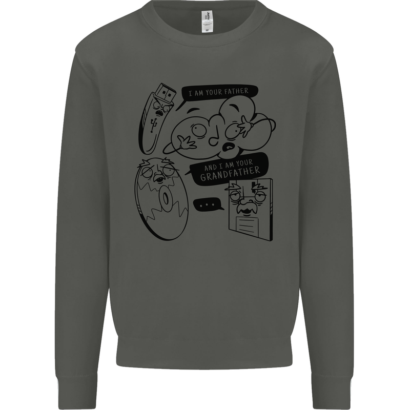 Storage Evolution HD Drive USB Stick CD Retro Kids Sweatshirt Jumper Storm Grey