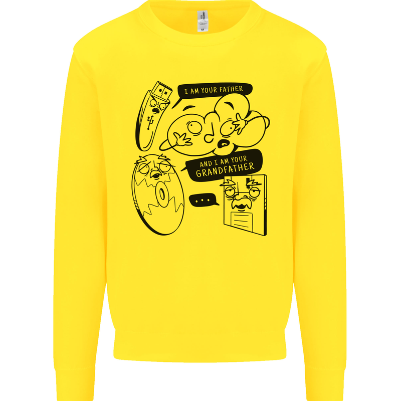 Storage Evolution HD Drive USB Stick CD Retro Kids Sweatshirt Jumper Yellow