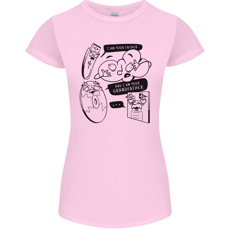 Storage Evolution HD Drive USB Stick CD Retro Womens Petite Cut T-Shirt Light Pink