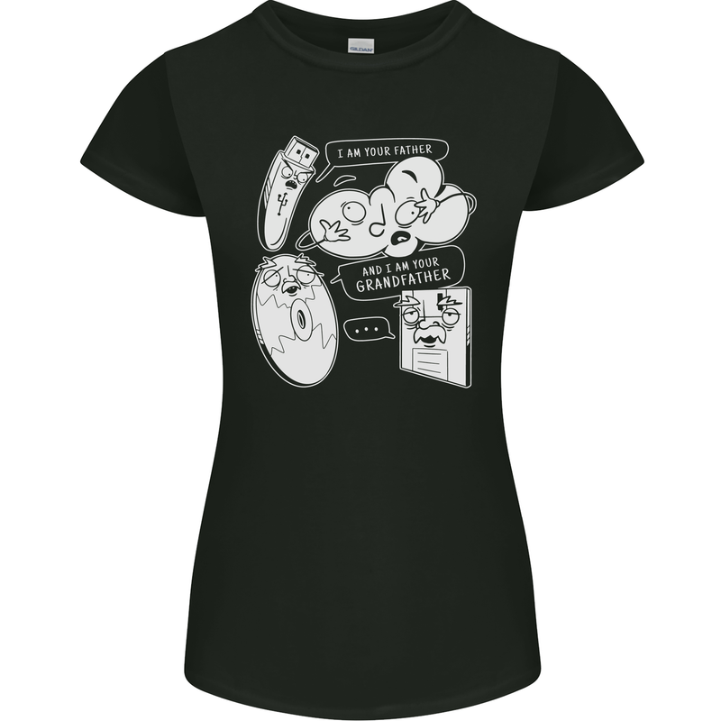 Storage Evolution HD Drive USB Stick CD Womens Petite Cut T-Shirt Black