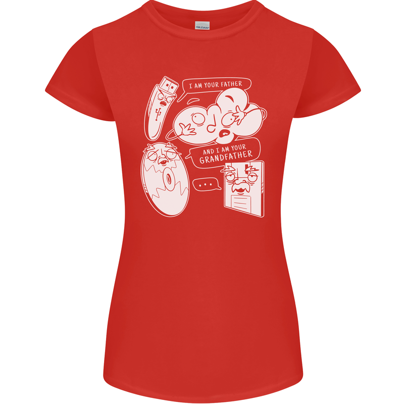 Storage Evolution HD Drive USB Stick CD Womens Petite Cut T-Shirt Red