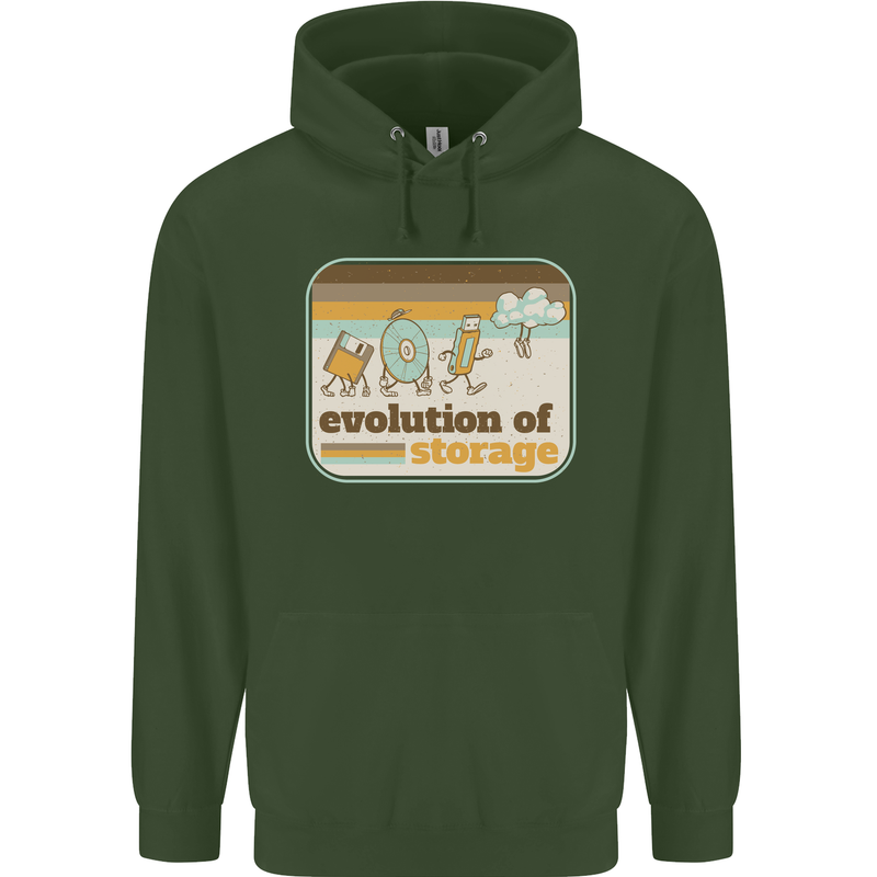 Storage Evolution Retro CD HD Drive USB Stick Childrens Kids Hoodie Forest Green