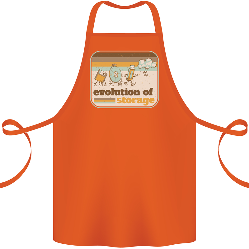 Storage Evolution Retro CD HD Drive USB Stick Cotton Apron 100% Organic Orange