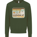 Storage Evolution Retro CD HD Drive USB Stick Kids Sweatshirt Jumper Forest Green