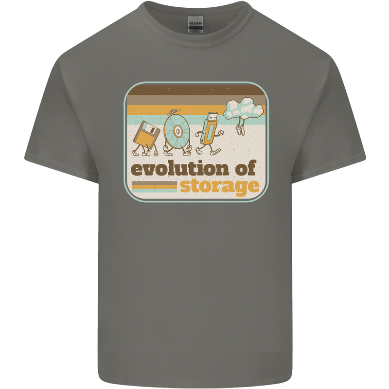 Storage Evolution Retro CD HD Drive USB Stick Kids T-Shirt Childrens Charcoal