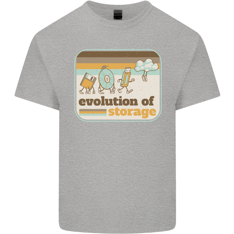 Storage Evolution Retro CD HD Drive USB Stick Kids T-Shirt Childrens Sports Grey