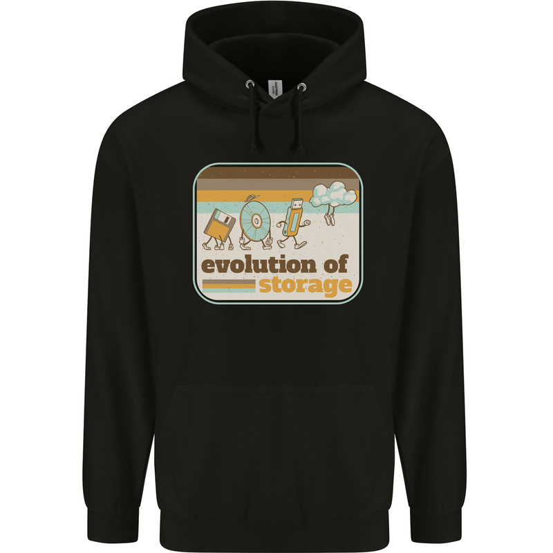 Storage Evolution Retro CD HD Drive USB Stick Mens 80% Cotton Hoodie Black