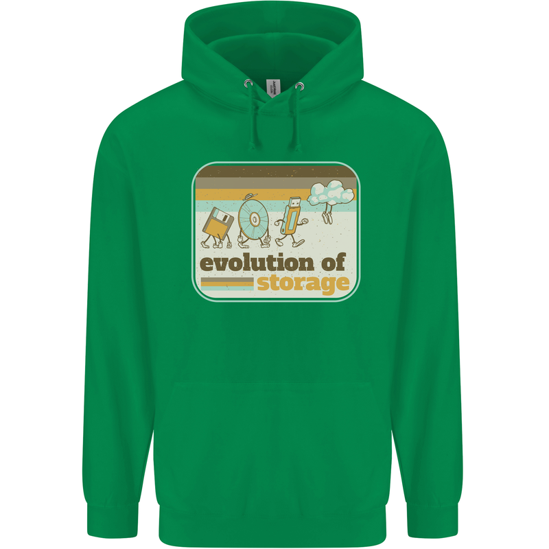 Storage Evolution Retro CD HD Drive USB Stick Mens 80% Cotton Hoodie Irish Green
