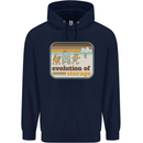 Storage Evolution Retro CD HD Drive USB Stick Mens 80% Cotton Hoodie Navy Blue