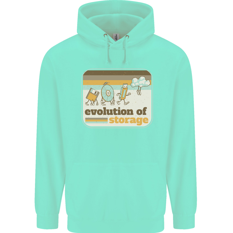 Storage Evolution Retro CD HD Drive USB Stick Mens 80% Cotton Hoodie Peppermint