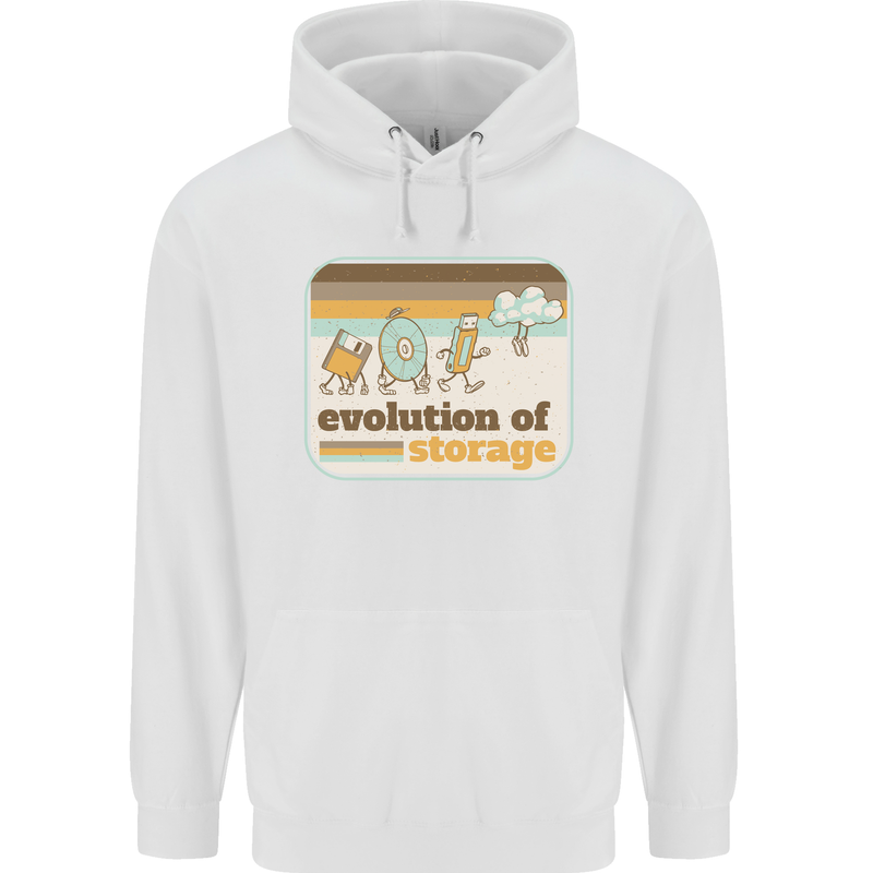 Storage Evolution Retro CD HD Drive USB Stick Mens 80% Cotton Hoodie White