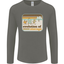 Storage Evolution Retro CD HD Drive USB Stick Mens Long Sleeve T-Shirt Charcoal