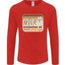 Storage Evolution Retro CD HD Drive USB Stick Mens Long Sleeve T-Shirt Red