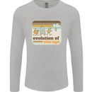 Storage Evolution Retro CD HD Drive USB Stick Mens Long Sleeve T-Shirt Sports Grey