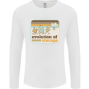 Storage Evolution Retro CD HD Drive USB Stick Mens Long Sleeve T-Shirt White