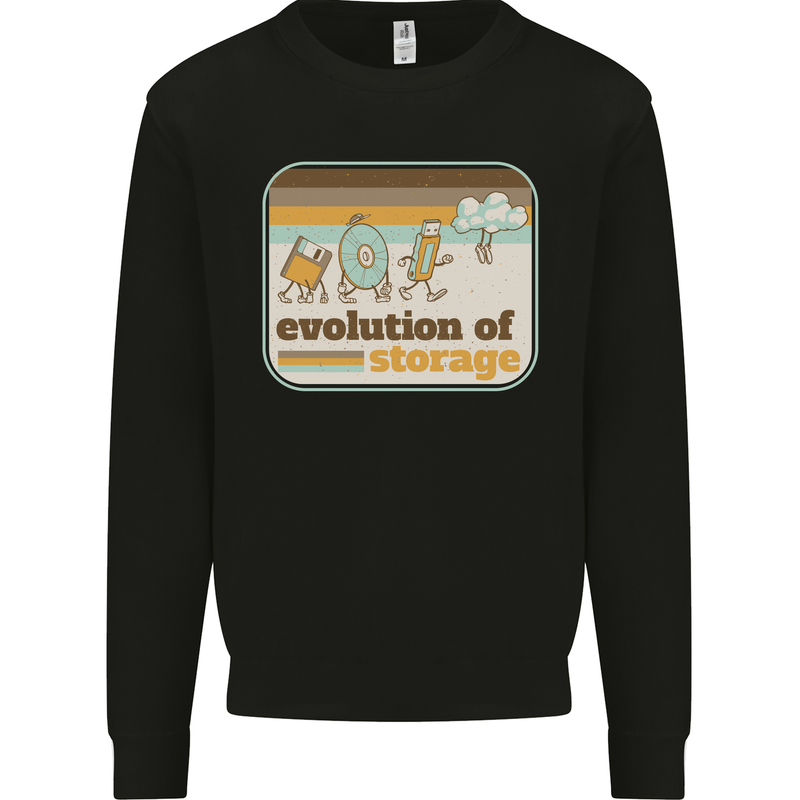 Storage Evolution Retro CD HD Drive USB Stick Mens Sweatshirt Jumper Black