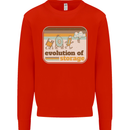 Storage Evolution Retro CD HD Drive USB Stick Mens Sweatshirt Jumper Bright Red