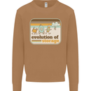 Storage Evolution Retro CD HD Drive USB Stick Mens Sweatshirt Jumper Caramel Latte