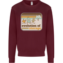 Storage Evolution Retro CD HD Drive USB Stick Mens Sweatshirt Jumper Maroon