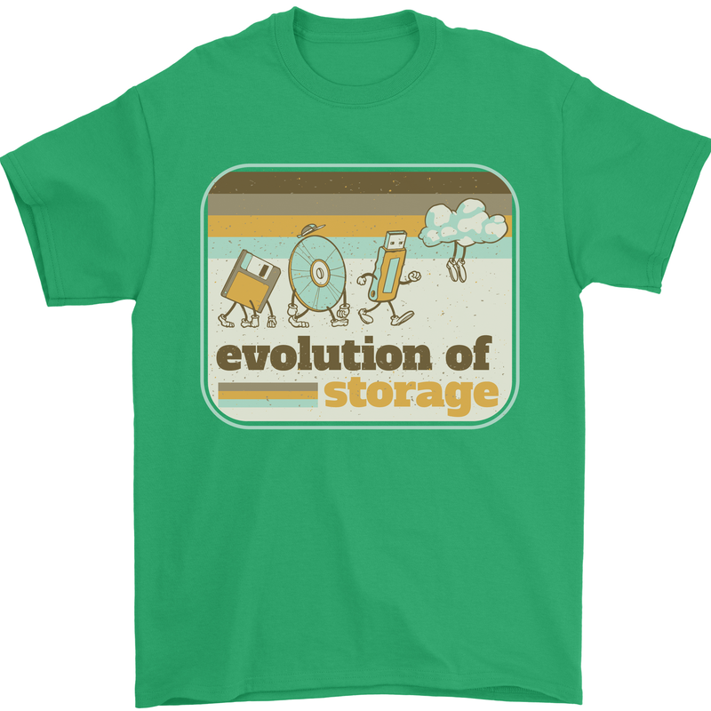 Storage Evolution Retro CD HD Drive USB Stick Mens T-Shirt 100% Cotton Irish Green