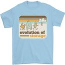 Storage Evolution Retro CD HD Drive USB Stick Mens T-Shirt 100% Cotton Light Blue