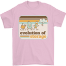 Storage Evolution Retro CD HD Drive USB Stick Mens T-Shirt 100% Cotton Light Pink