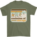Storage Evolution Retro CD HD Drive USB Stick Mens T-Shirt 100% Cotton Military Green