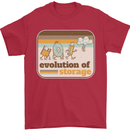 Storage Evolution Retro CD HD Drive USB Stick Mens T-Shirt 100% Cotton Red