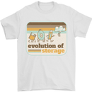 Storage Evolution Retro CD HD Drive USB Stick Mens T-Shirt 100% Cotton White