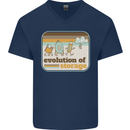 Storage Evolution Retro CD HD Drive USB Stick Mens V-Neck Cotton T-Shirt Navy Blue