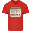 Storage Evolution Retro CD HD Drive USB Stick Mens V-Neck Cotton T-Shirt Red
