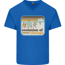 Storage Evolution Retro CD HD Drive USB Stick Mens V-Neck Cotton T-Shirt Royal Blue