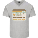Storage Evolution Retro CD HD Drive USB Stick Mens V-Neck Cotton T-Shirt Sports Grey