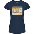 Storage Evolution Retro CD HD Drive USB Stick Womens Petite Cut T-Shirt Navy Blue