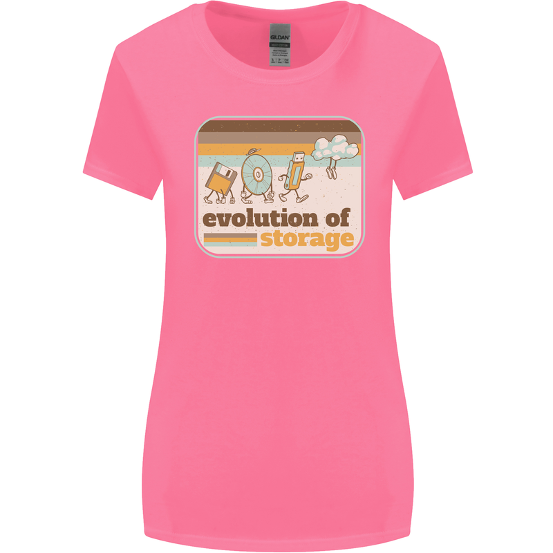 Storage Evolution Retro CD HD Drive USB Stick Womens Wider Cut T-Shirt Azalea