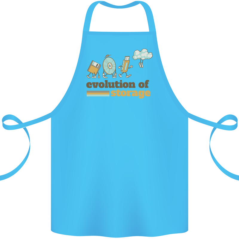 Storage Evolution Retro HD Drive USB Stick CD Cotton Apron 100% Organic Turquoise