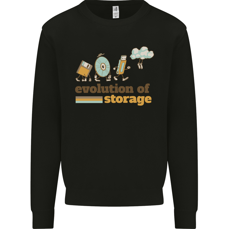Storage Evolution Retro HD Drive USB Stick CD Kids Sweatshirt Jumper Black