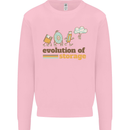 Storage Evolution Retro HD Drive USB Stick CD Kids Sweatshirt Jumper Light Pink
