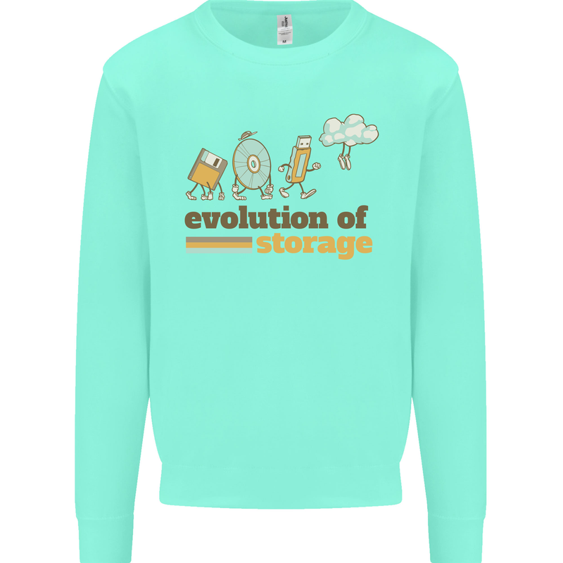Storage Evolution Retro HD Drive USB Stick CD Kids Sweatshirt Jumper Peppermint