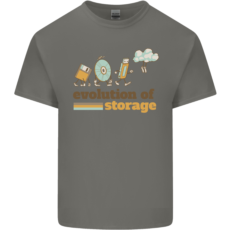 Storage Evolution Retro HD Drive USB Stick CD Kids T-Shirt Childrens Charcoal