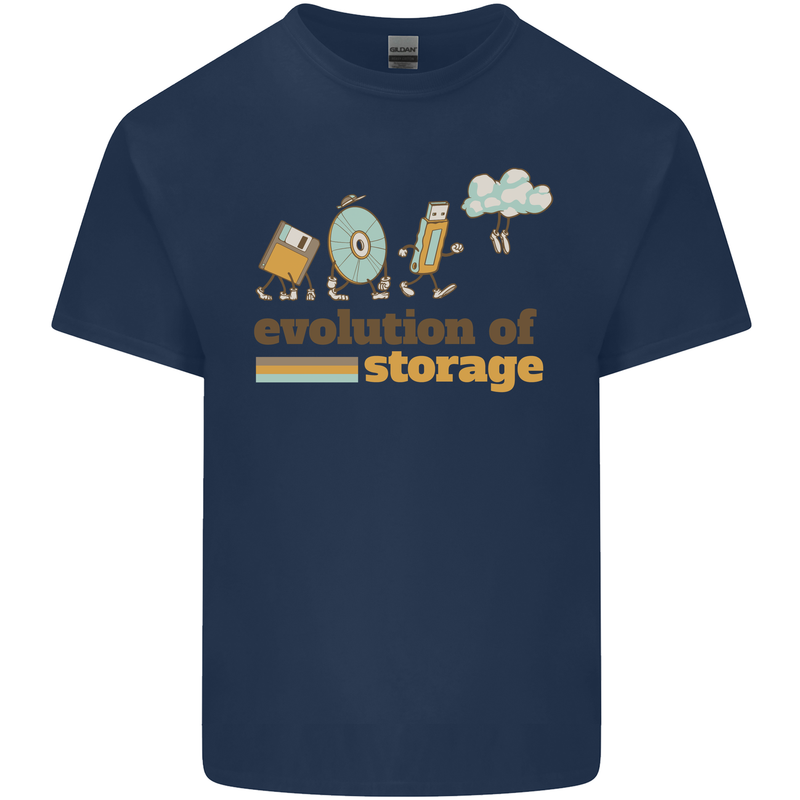 Storage Evolution Retro HD Drive USB Stick CD Kids T-Shirt Childrens Navy Blue