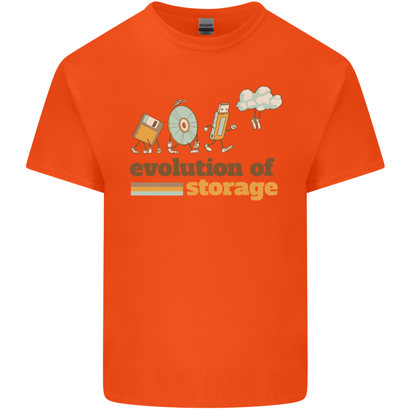 Storage Evolution Retro HD Drive USB Stick CD Kids T-Shirt Childrens Orange