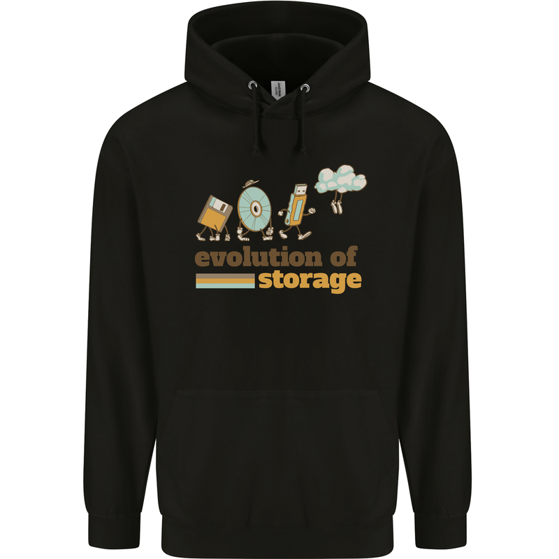Storage Evolution Retro HD Drive USB Stick CD Mens 80% Cotton Hoodie Black